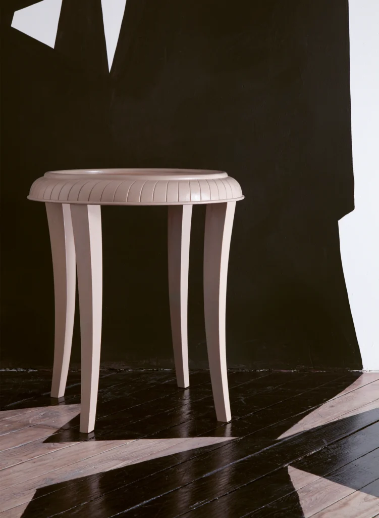 Leo Nachtlicht
(August 12, 1872–September 22, 1942)
Side table, wood lacquered in RAL 1019 gray beige, glass top, circa 1922
